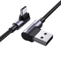 Ugreen 90° úhlový kabel USB C - USB 2.0 480Mb/s 3A 3m černý (US176) 6957303878758