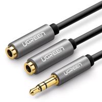 UGREEN AUX audio rozbočovač 3,5 mm jack kabel, 20 cm (šedý) 051481