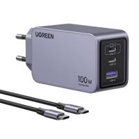 Ugreen Nexode Pro 100W síťová nabíječka, GaN, USB + 2x USB-C (šedá) 065459