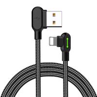 Úhlový kabel USB na Lightning Mcdodo CA-4674 LED, 0,5 m (černý)