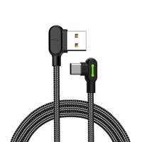 Úhlový kabel z USB na USB-C Mcdodo CA-5280 LED, 0,5 m (černý)