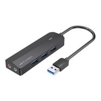 Vention Rozbočovač USB 3.0 se 3 porty a zvukovou kartou 2x TRS 3,5 mm CHIBB 0,15 m černý