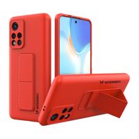 Wozinsky Kickstand Case silikonové pouzdro se stojánkem Xiaomi Poco M4 Pro 5G červené 5907769319853